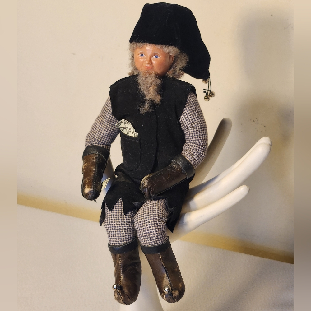 OOAK Vintage Elf Gnome Weathered Hillbilly Character Doll With Money